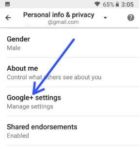 Google Plus beállítások androidos Oreo eszközökön