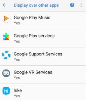 Megjelenítés a többi alkalmazáslista felett az android 8.0 Oreo alkalmazásban