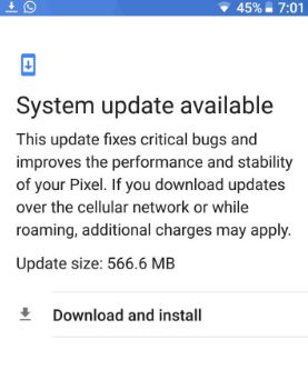 Android 8.1 Oreo OTA frissítés a Google Pixelhez és a Pixel XL-hez