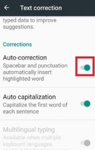 Engedélyezze az automatikus korrekciót az android 7.0 Nugáton