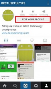 Profil szerkesztése az Instagram Android telefonon