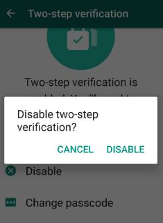 tiltsa le a WhatsApp kétlépcsős azonosítását az androidos eszközön