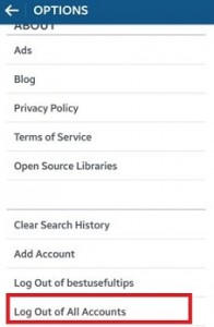 Jelentkezzen ki az összes Instagram-fiók androidos eszközéről