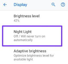 Az éjszakai fény be- és kikapcsolása a Pixel 3 és a Pixel 3 XL készülékeken