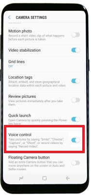 A kamera hangvezérlésének engedélyezése a Galaxy S8 készüléken
