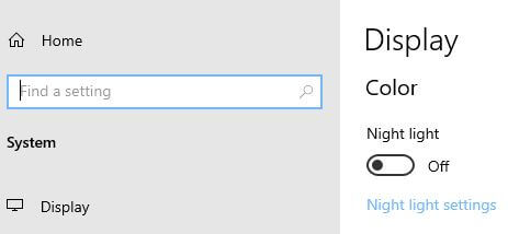 Az éjszakai fény bekapcsolása a Windows 10 rendszerben